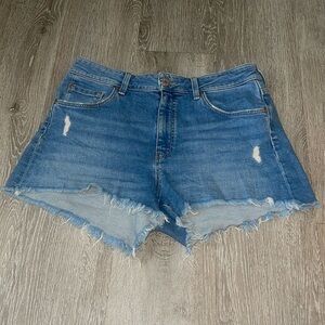 Mavi Jeans Womens Rosie Blue High Rise Distressed Denim Cutoff Shorts size 30